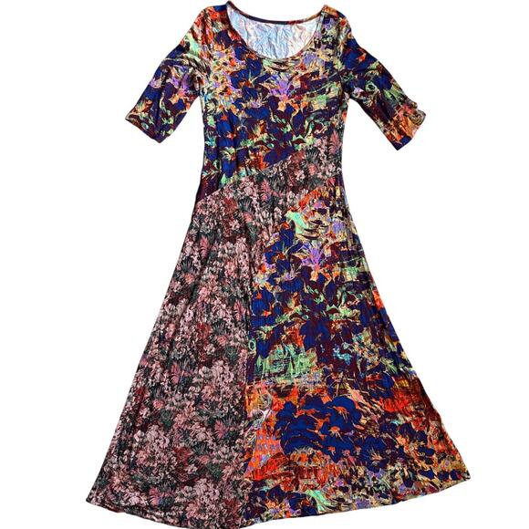 Soft Surroundings Estelle Floral 3/4 Sleeve Maxi Dress Multicolor Size Small - Picture 4 of 10